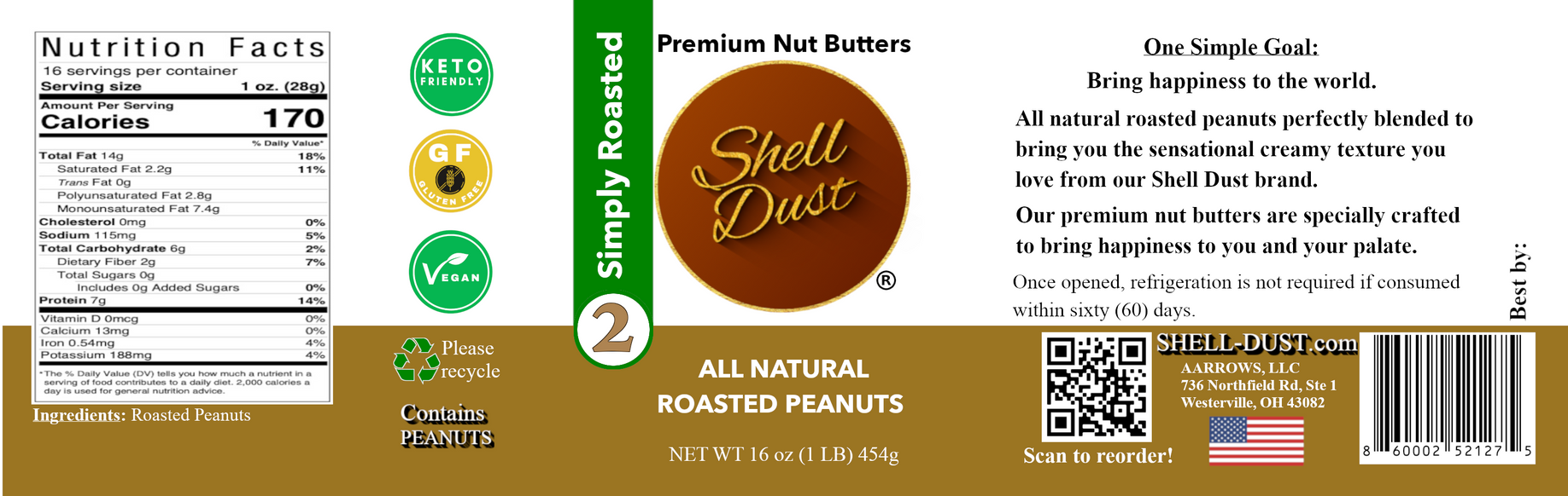 6 Pack: All Natural Roasted Peanut Butter